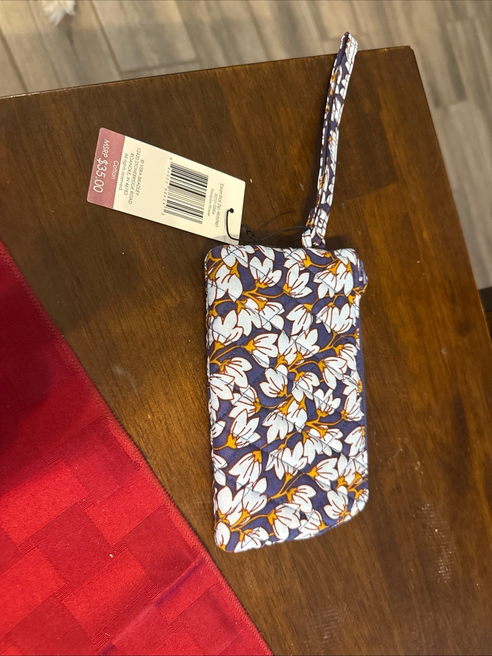 Floral Pattern Wristlet zip- Blue & White